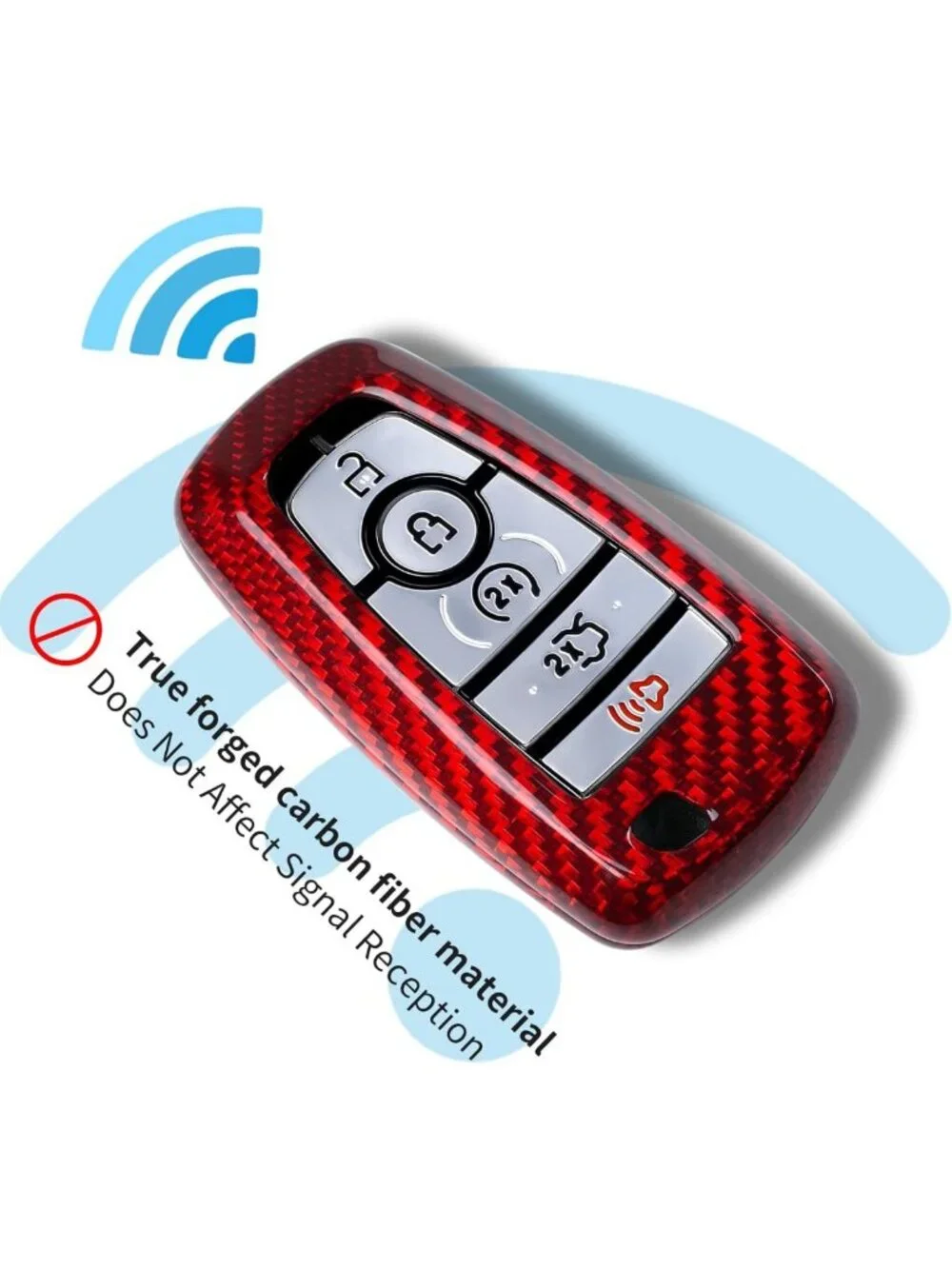 Stylish Key Fob Cover for Ford Vehicles - Real Glass Fiber, Keychain Included